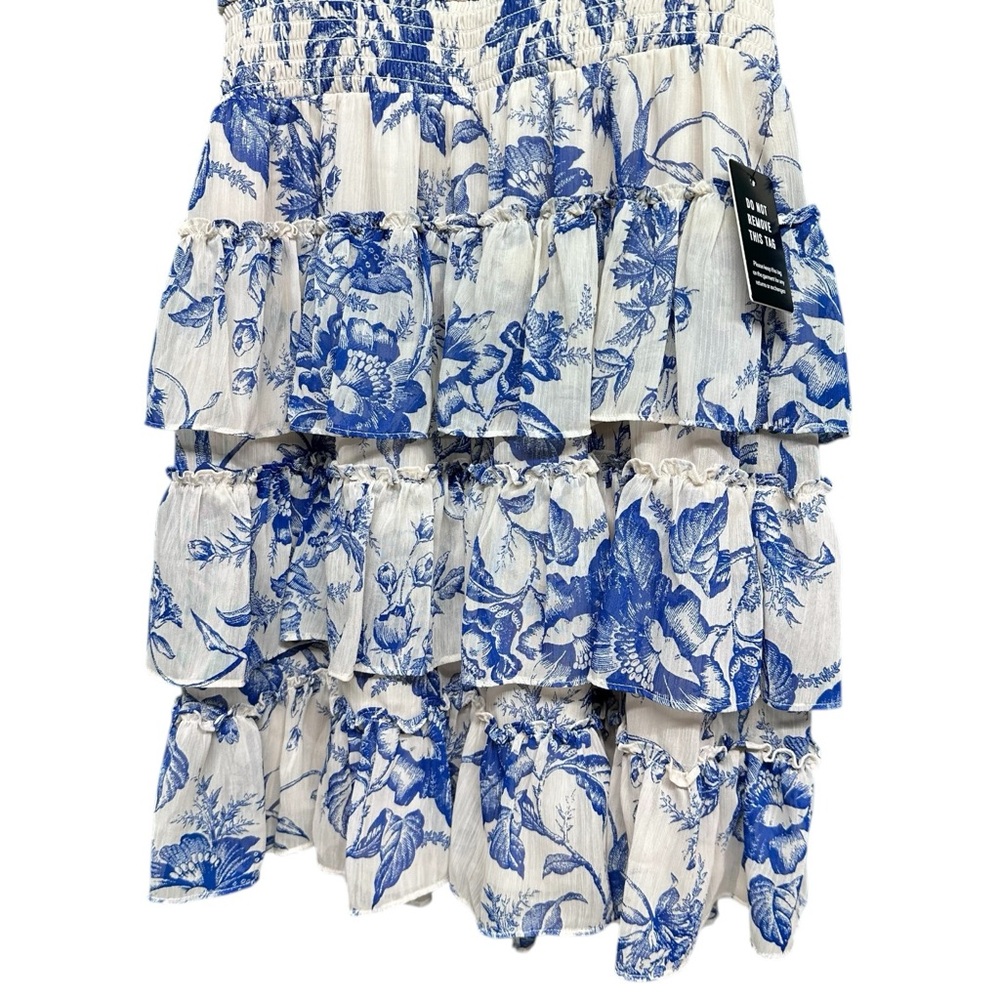 Express • Blue & White Tiered Floral Dress • Size XS - Picture 4 of 8